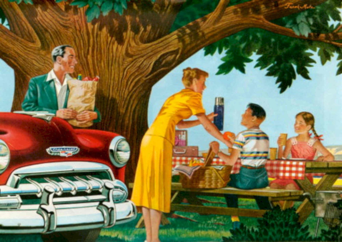 Vintage Picnic Nash 1950s Vintage Retro Advert Poster