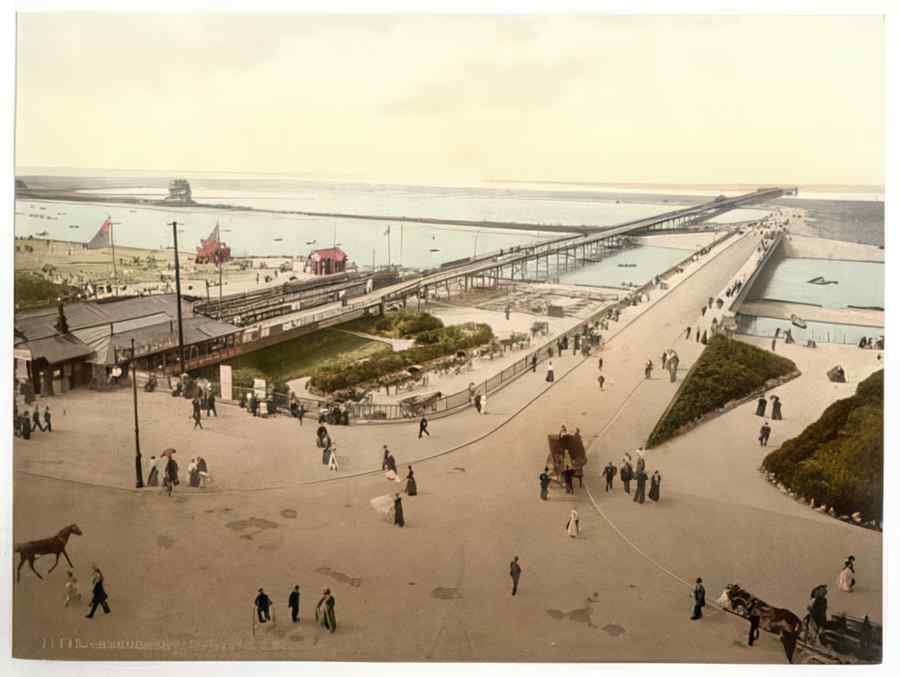Vintage Pier And Bridge Southport England A4 Photo Print