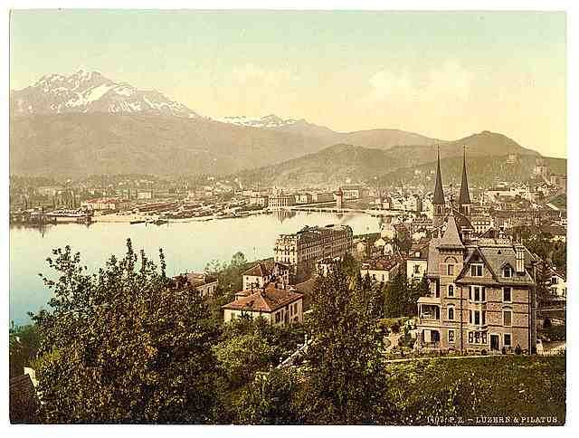 Vintage Pilatus and Lucerne Lucerne 2 A4 Photo Print