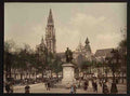 Vintage Place Verte and cathedral Antwerp A4 Photo Print