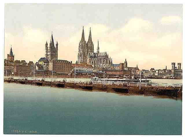 Vintage Pontoon bridge II Cologne the Rhine A4 Photo Print