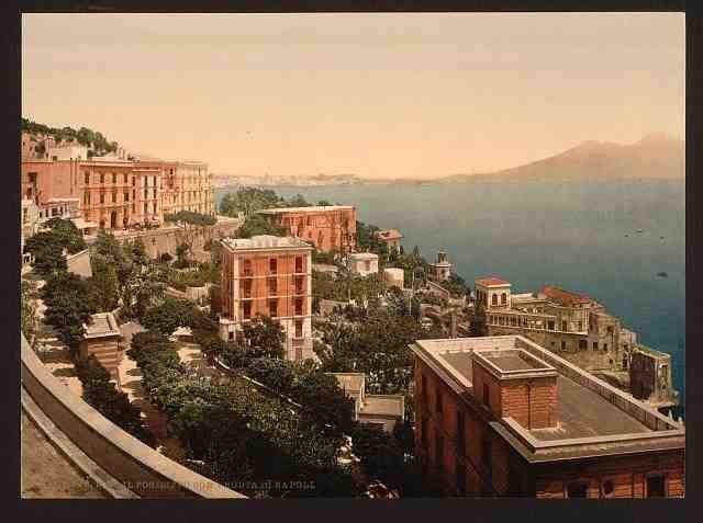 Vintage Posilippo and waterfront I Naples A4 Photo Print