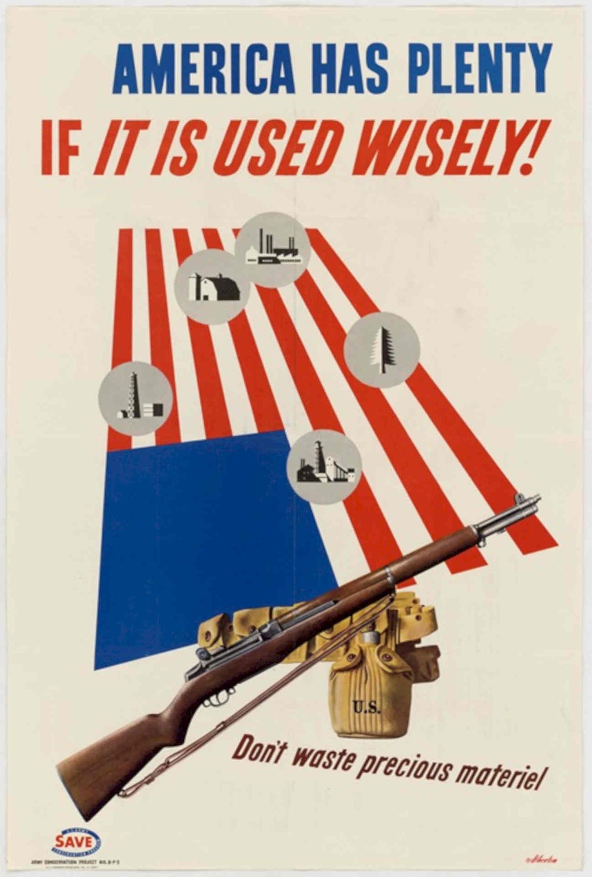 Vintage Poster Rifle American World War II Advert Poster