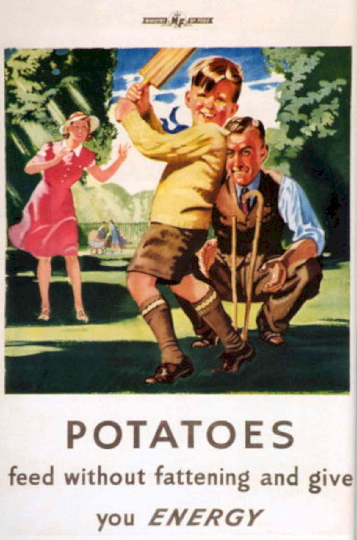 Vintage Potatoes Baseball 1940s Vintage Retro Advert Poster