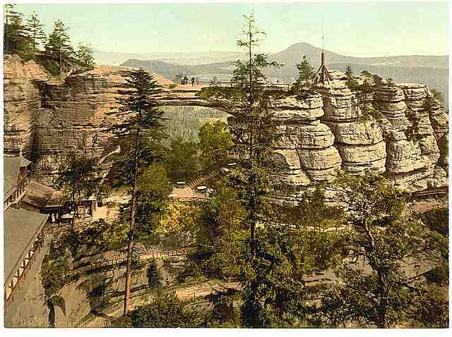 Vintage Prebischtor with Rosenberg Bohemian Switzerland A4 Photo Print