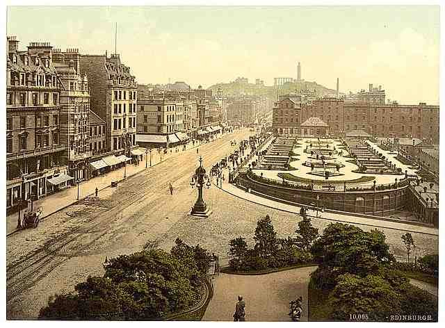 Vintage Princess Street  and Calton Hill Edinburgh A4 Photo Print