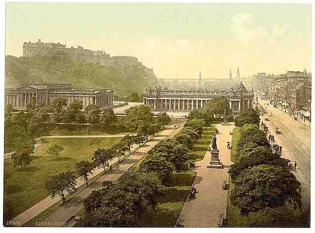 Vintage Princess Street  and castle Edinburgh A4 Photo Print