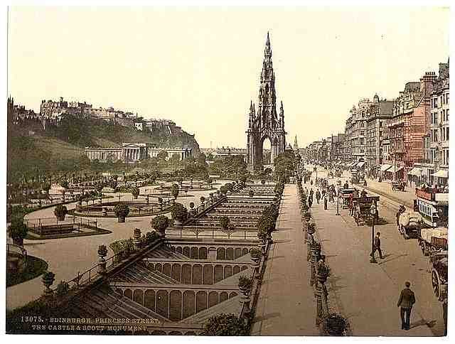 Vintage Princess Street the castle and Scott Monument Edinburgh A4 Photo Print