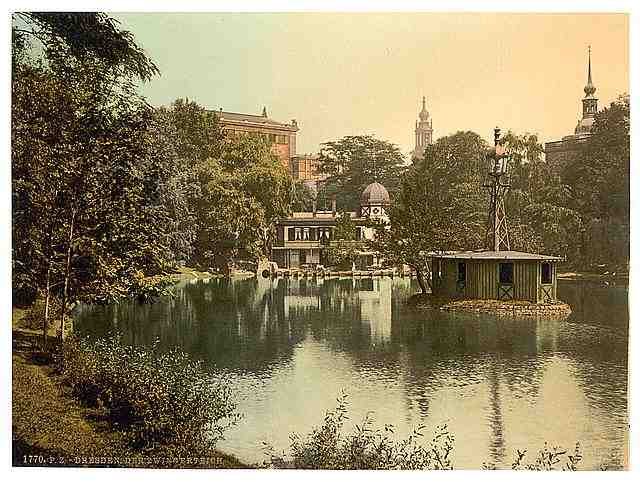 Vintage Prison Pond Altstadt Dresden Saxony A4 Photo Print