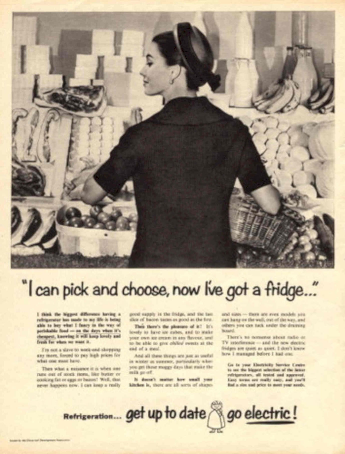 Vintage Produce Fridge 1950s Vintage Retro Advert Poster