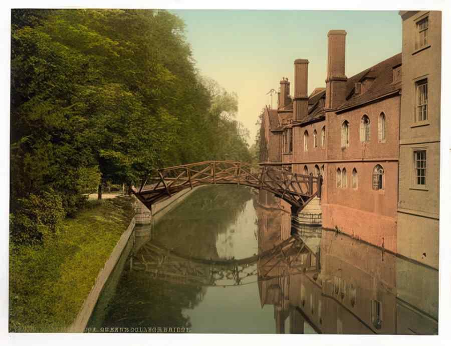 Vintage Queens College Bridge Cambridge England A4 Photo Print