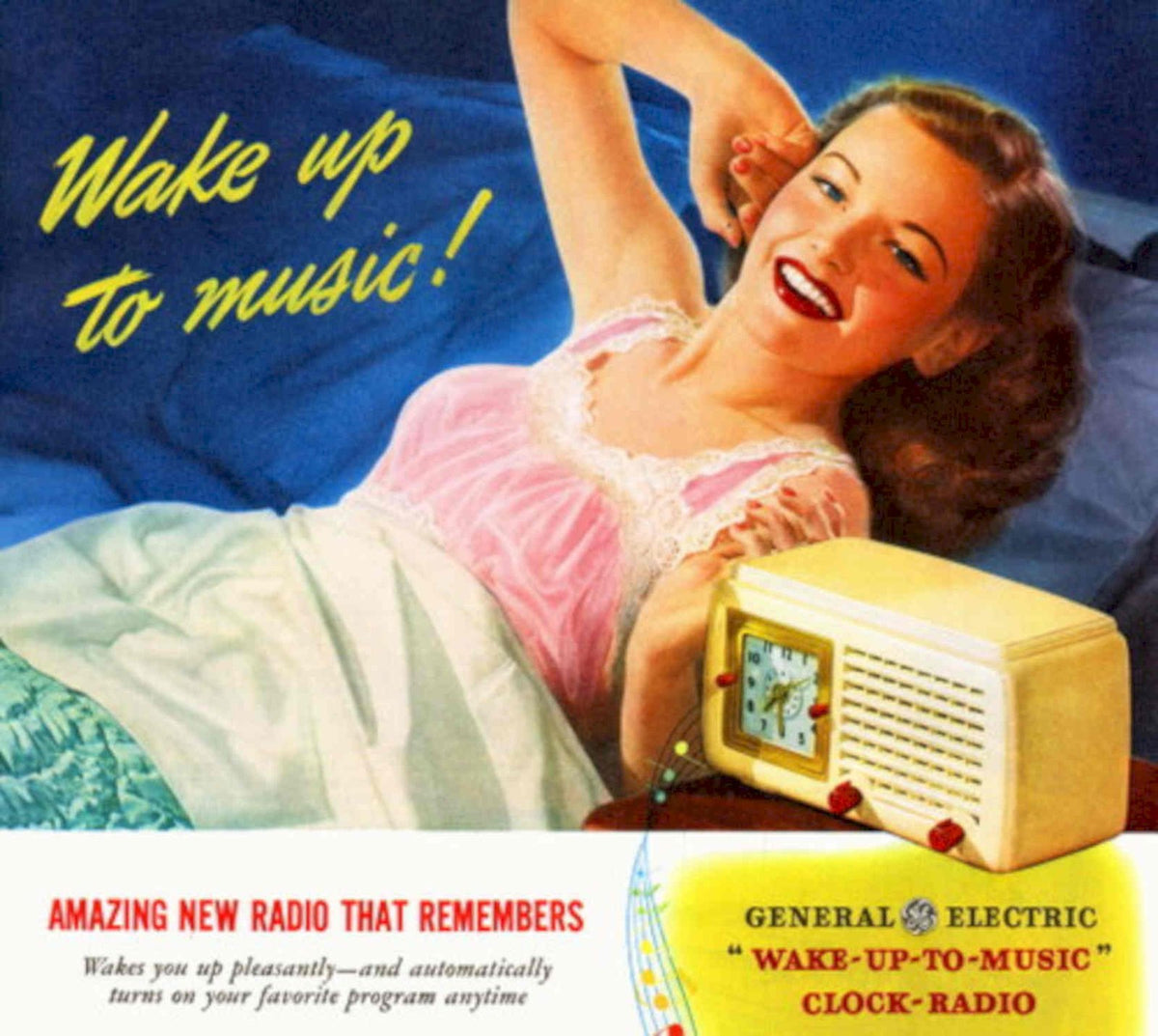 Vintage Radio Clock 1940s Vintage Retro Advert Poster