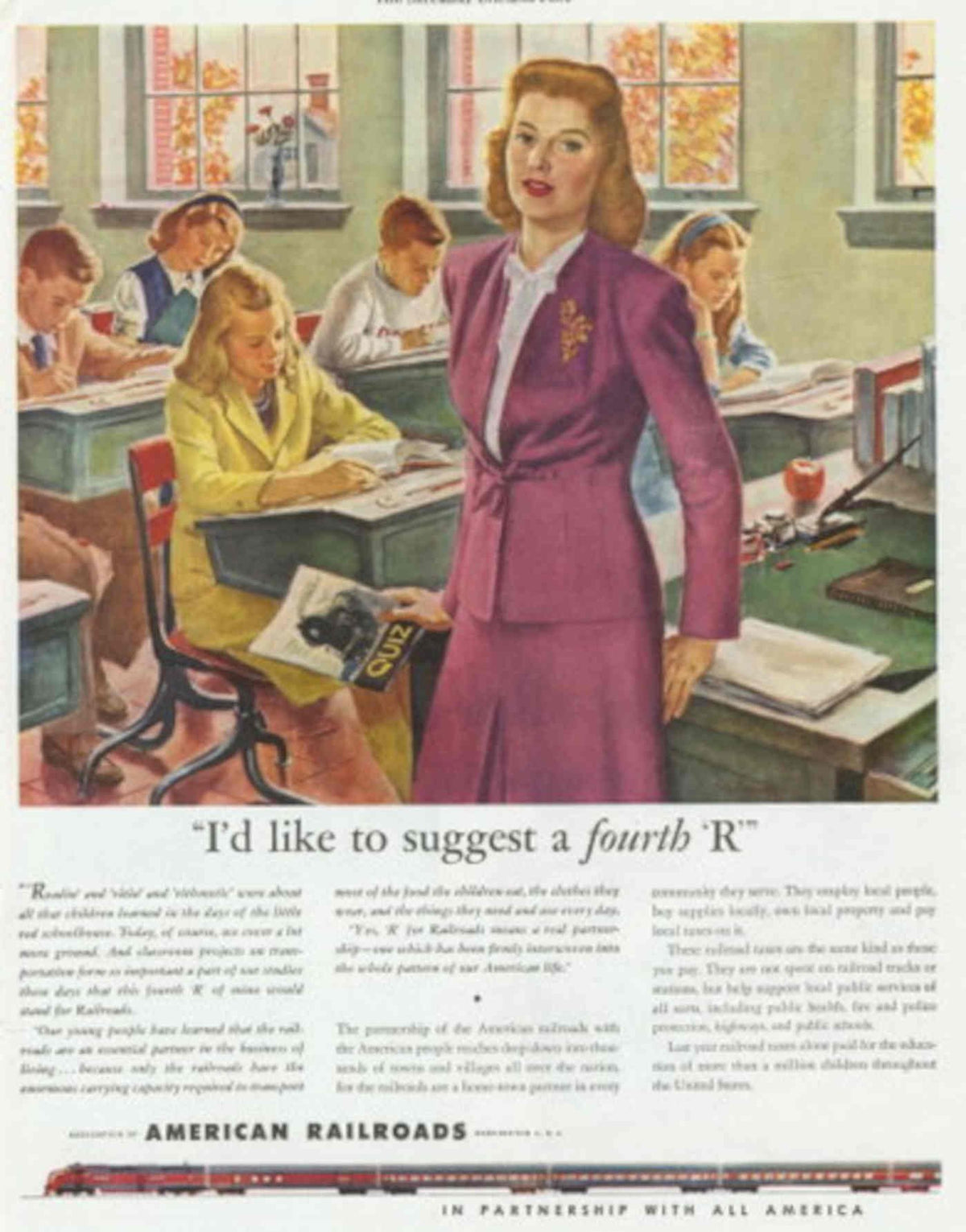 Vintage Railroad Classroom 1940s Vintage Retro Advert Poster