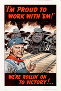 Vintage Railroad Worker American World War II Advert Poster