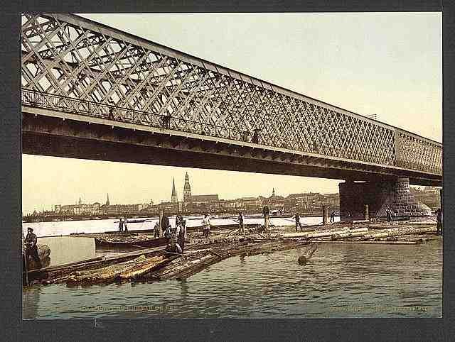 Vintage Railway bridge Riga A4 Photo Print