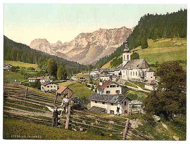 Vintage Ramsau general view Upper Bavaria A4 Photo Print