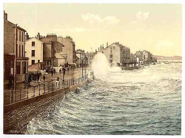 Vintage Ramsey rough sea Isle of Man A4 Photo Print