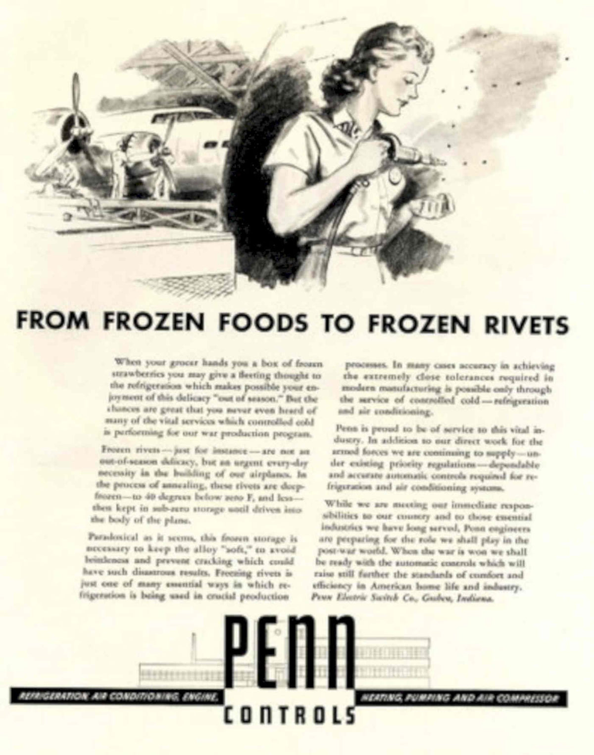 Vintage Refrigeration Rivets 1940s Vintage Retro Advert Poster