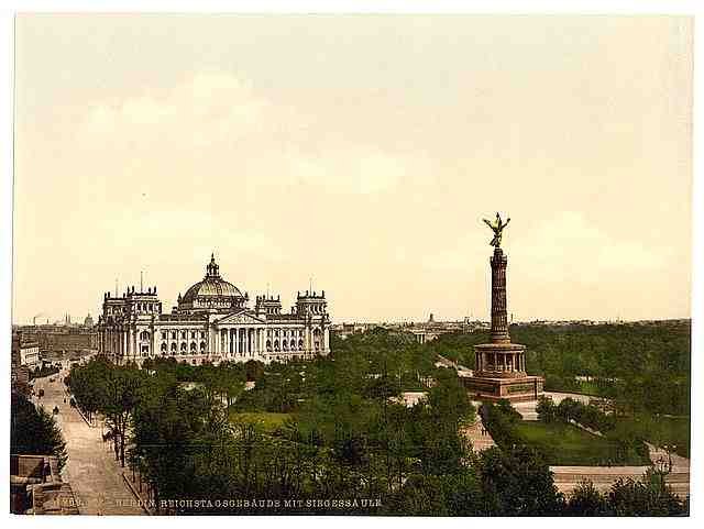 Vintage Reichstag House with Triumphal Column Berlin A4 Photo Print