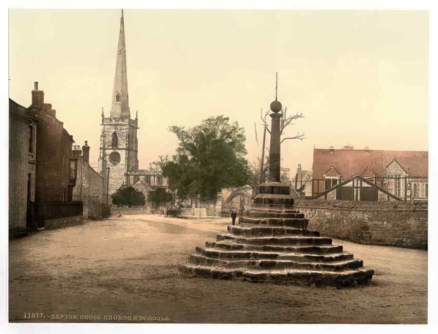 Vintage Repton Cross Church And School Derbyshire England A4 Photo Print