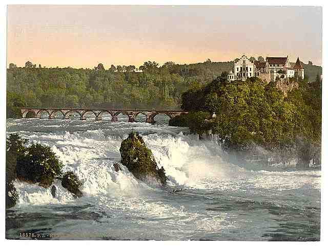 Vintage Rheinfall mit Schloss Laufen Schiffchen A4 Photo Print
