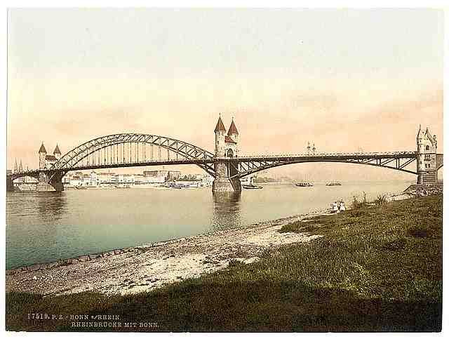 Vintage Rhine Bridge Bonn the Rhine A4 Photo Print