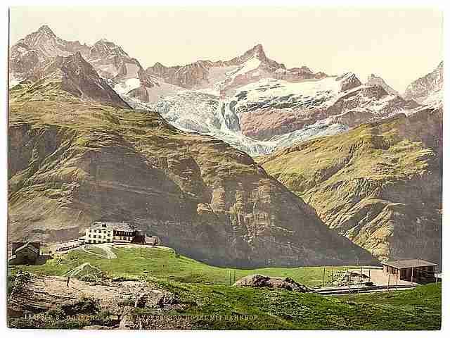 Vintage Riffelberg Hotel and Station Valais Alps of A4 Photo Print
