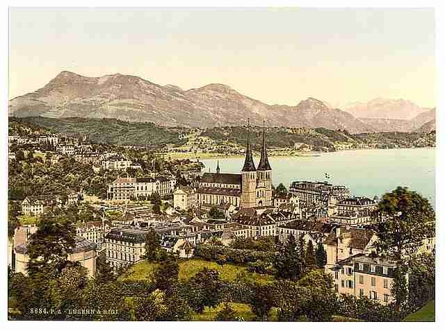 Vintage Rigi I seen from the Gutsch Lucerne A4 Photo Print