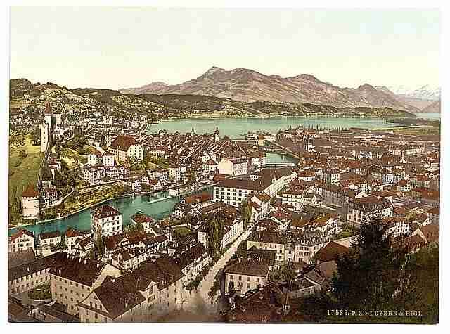 Vintage Rigi II seen from the Gutsch Lucerne A4 Photo Print