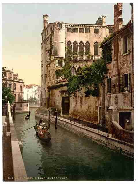 Vintage Rio San Trovaso and palace Venice A4 Photo Print