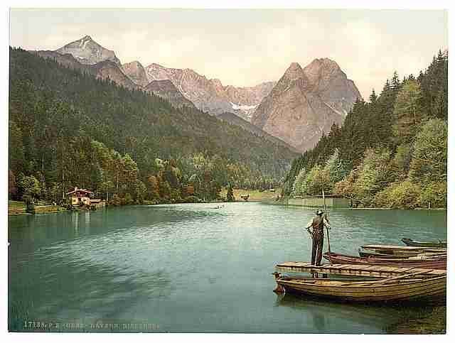 Vintage Rissersee general view Upper Bavaria A4 Photo Print