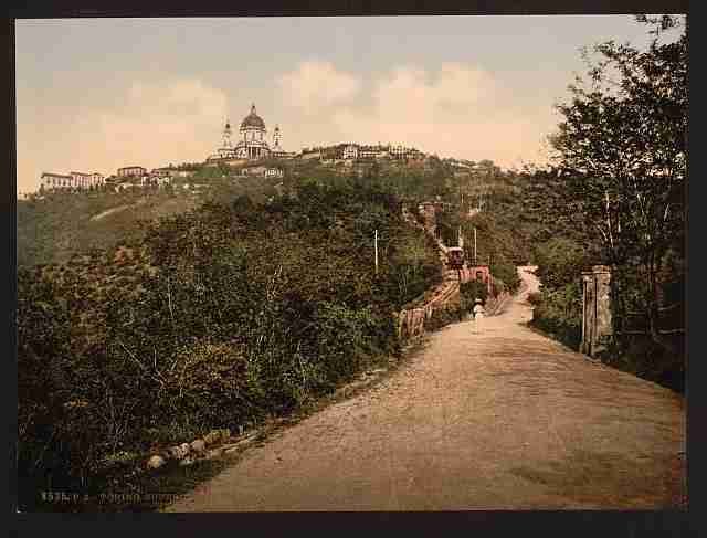 Vintage Road and railway Turin A4 Photo Print
