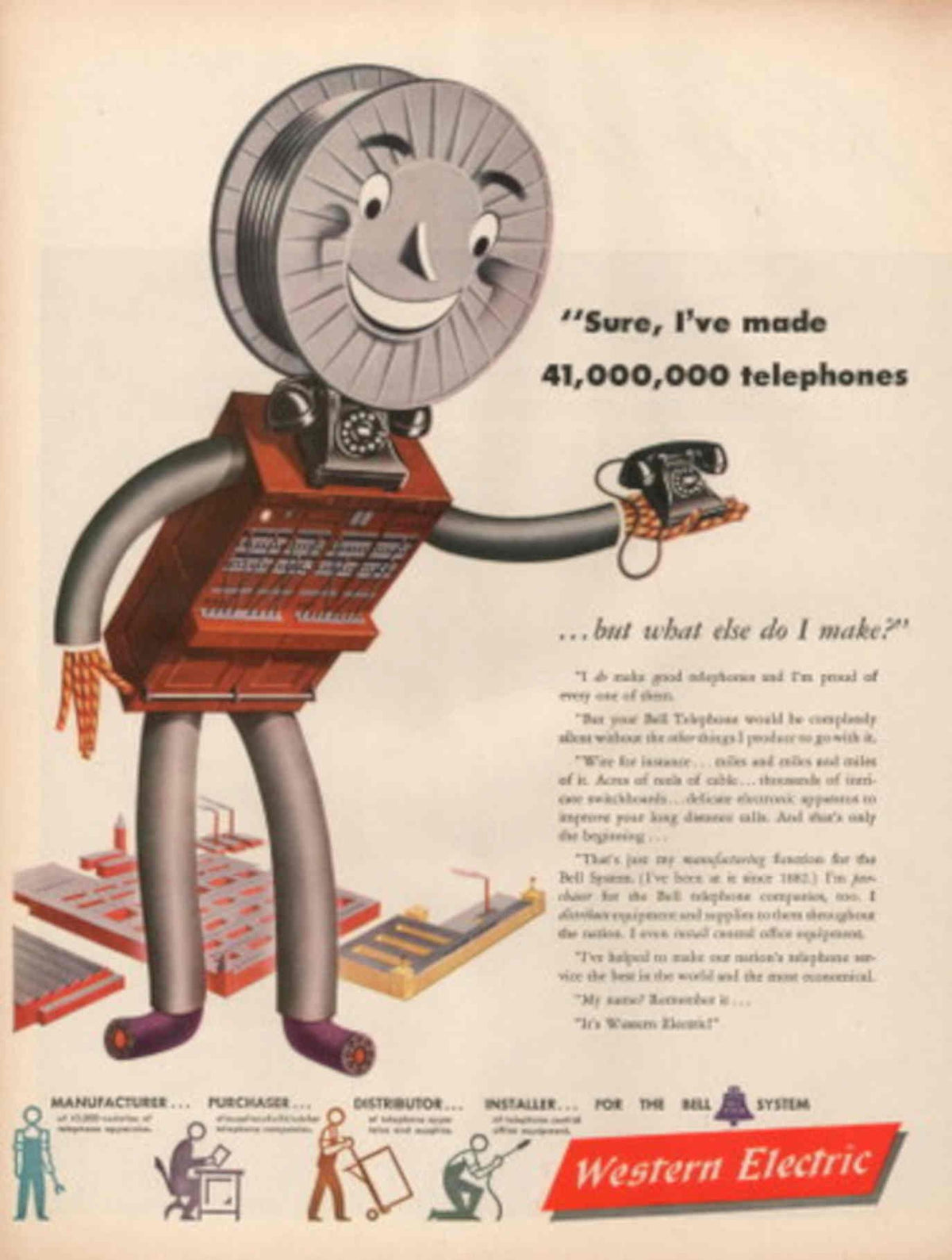Vintage Robot Telephones 1940s Vintage Retro Advert Poster