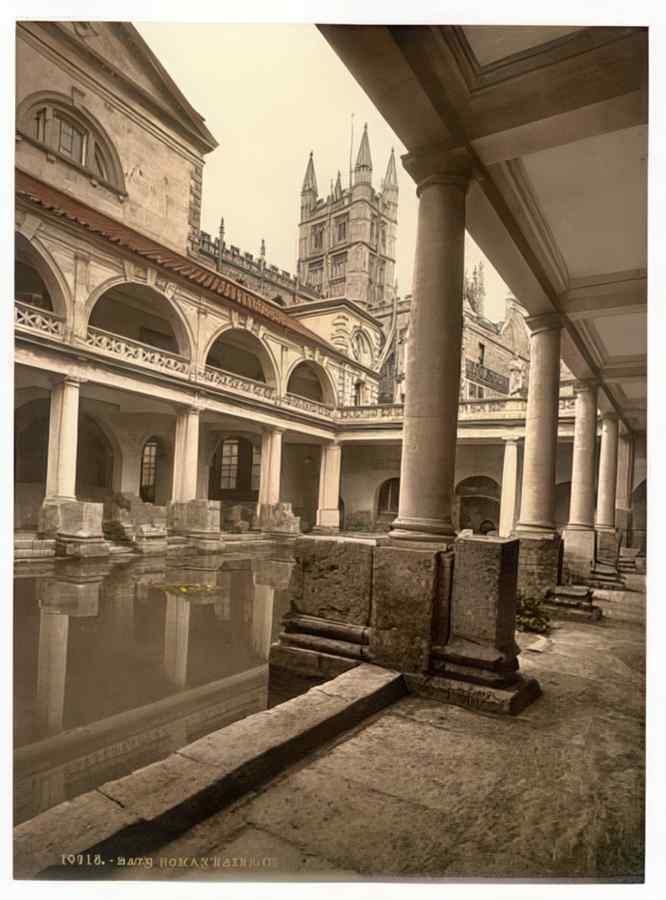 Vintage Roman Baths And Abbey Iii Bath England A4 Photo Print