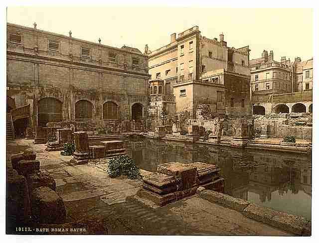 Vintage Roman Baths and Abbey Bath A4 Photo Print