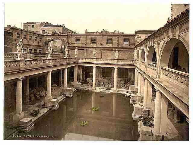 Vintage Roman Baths and Abbey II Bath A4 Photo Print