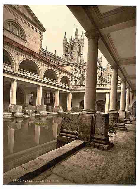 Vintage Roman Baths and Abbey III Bath A4 Photo Print