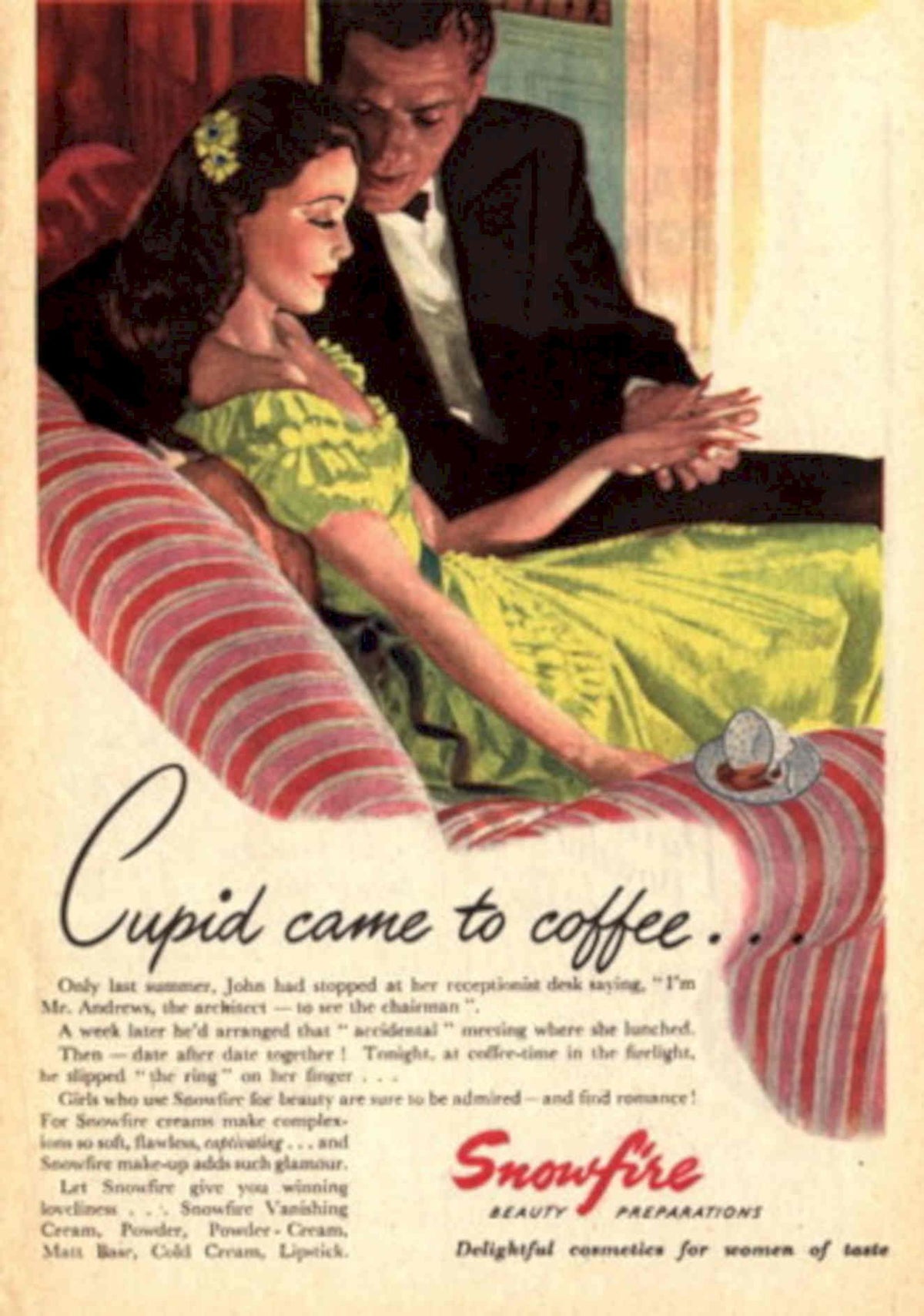 Vintage Romance Coffee 1940s Vintage Retro Advert Poster