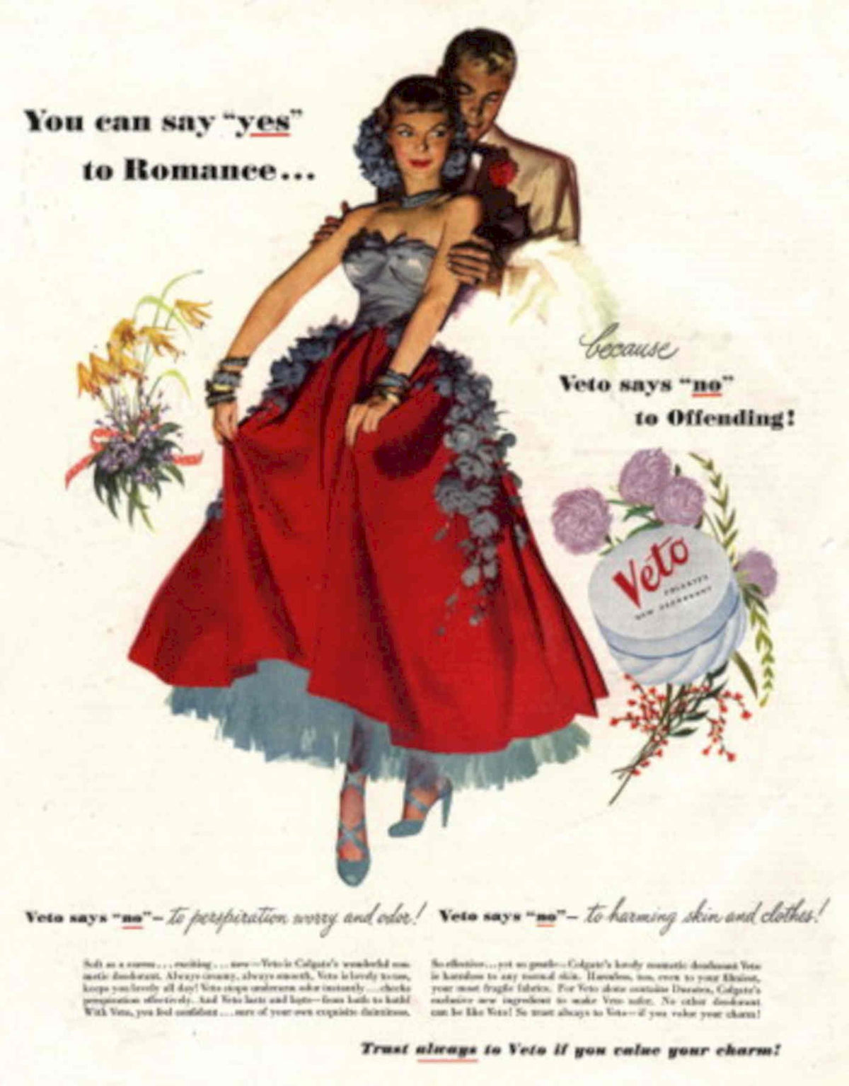 Vintage Romance Veto 1940s Vintage Retro Advert Poster