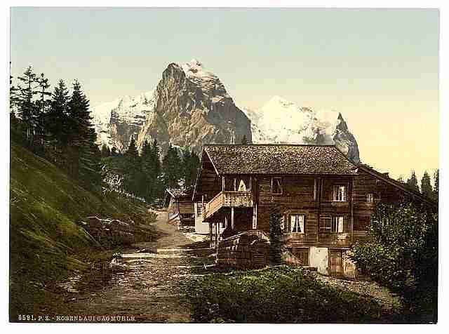 Vintage Rosenlaui with sawmill Bernese Oberland A4 Photo Print
