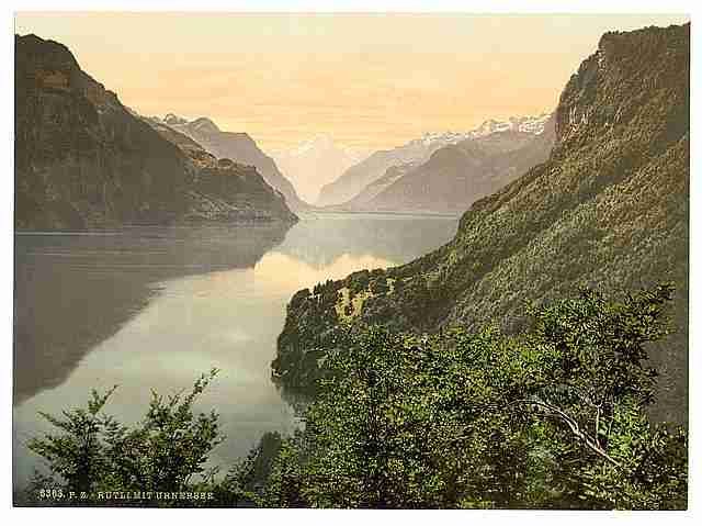 Vintage Rutli and Urnersee Lake Lucerne A4 Photo Print