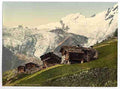 Vintage Saas Fee alpine view Valais Alps of A4 Photo Print