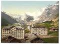 Vintage Saas Fee the hotels Valais Alps of A4 Photo Print