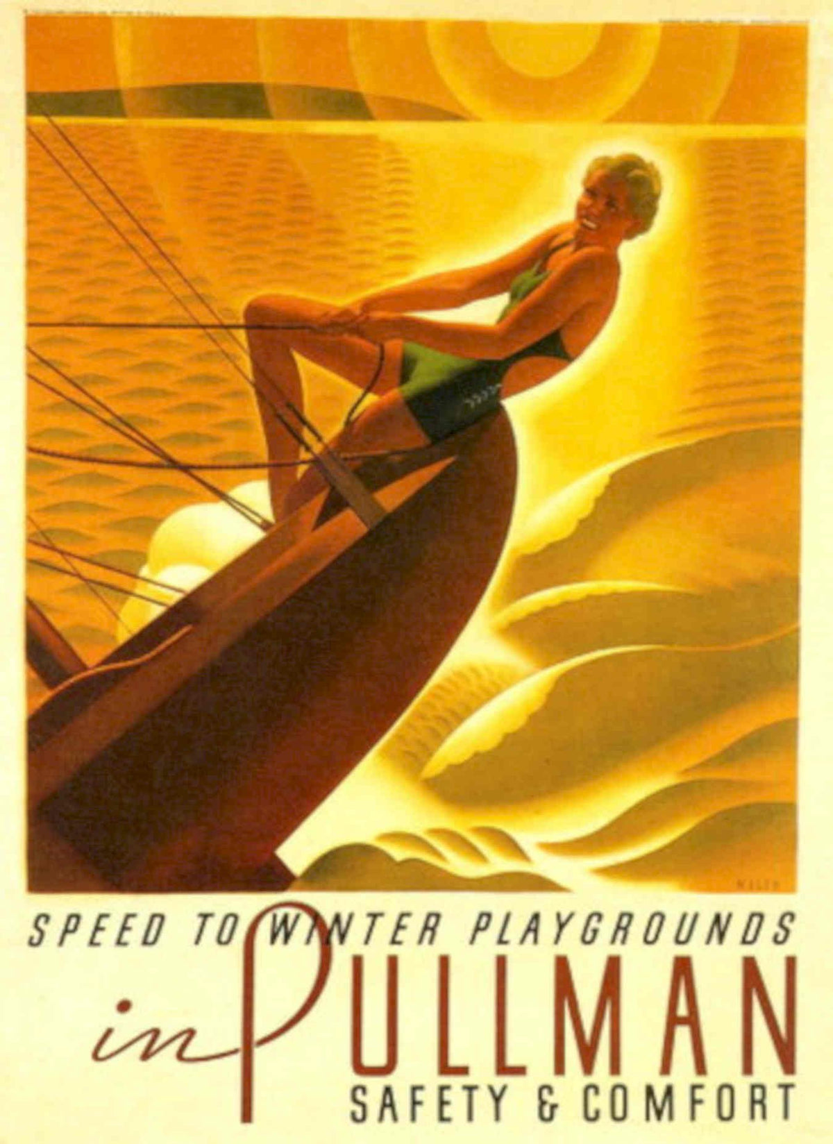 Vintage Sailboat Swimsuit 1950s Vintage Retro Advert Poster
