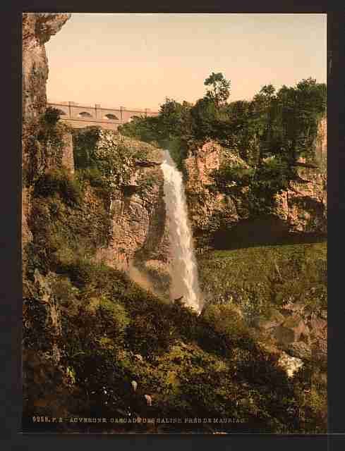 Vintage Salins waterfall Auvergne Mountains A4 Photo Print