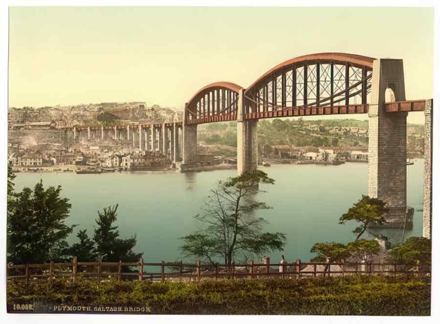 Vintage Saltash Bridge Plymouth England A4 Photo Print