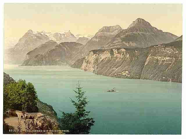 Vintage Seelisberg and Bauen Lake Lucerne II A4 Photo Print