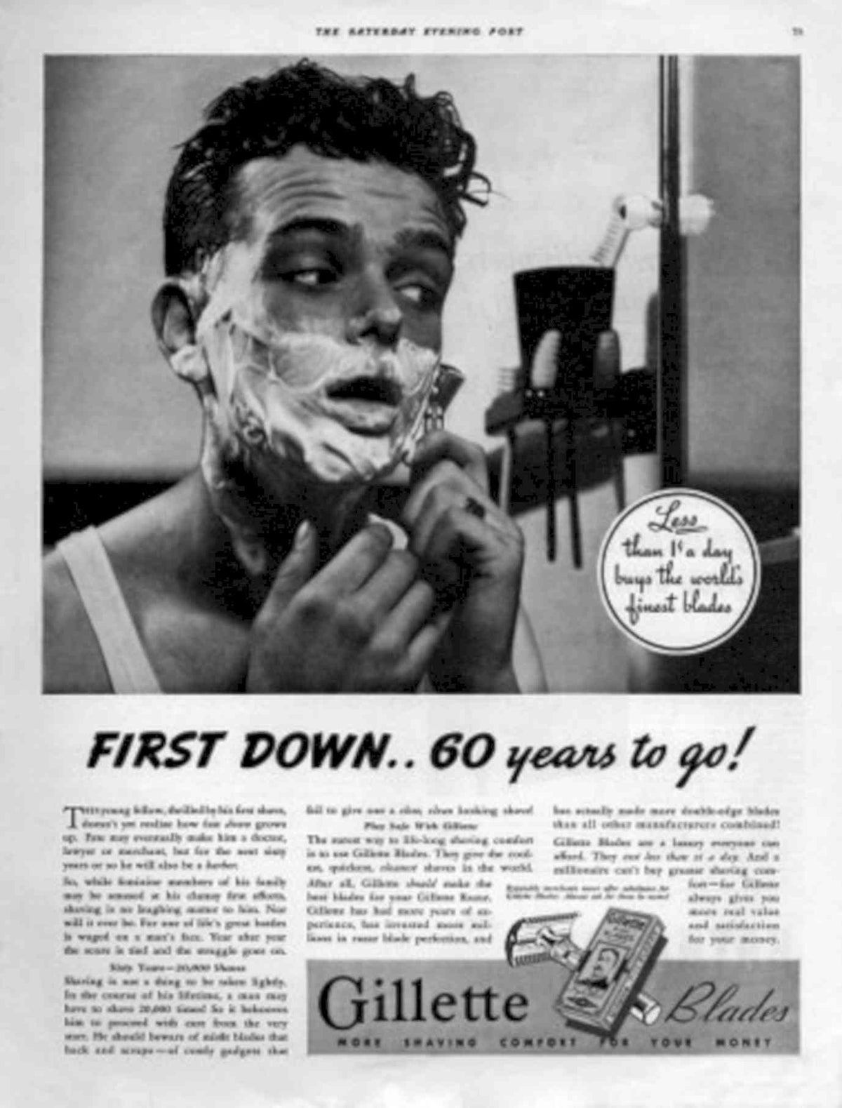 Vintage Shave Gillette 1930s Vintage Retro Advert Poster