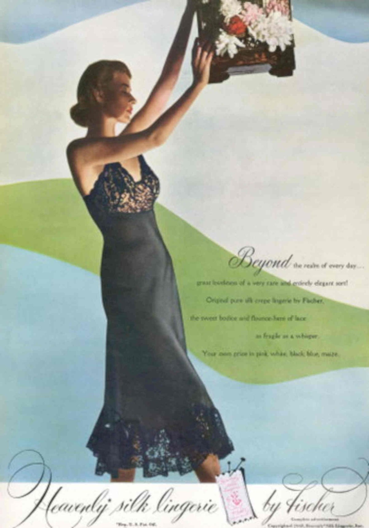 Vintage Silk Lingerie 1940s Vintage Retro Advert Poster