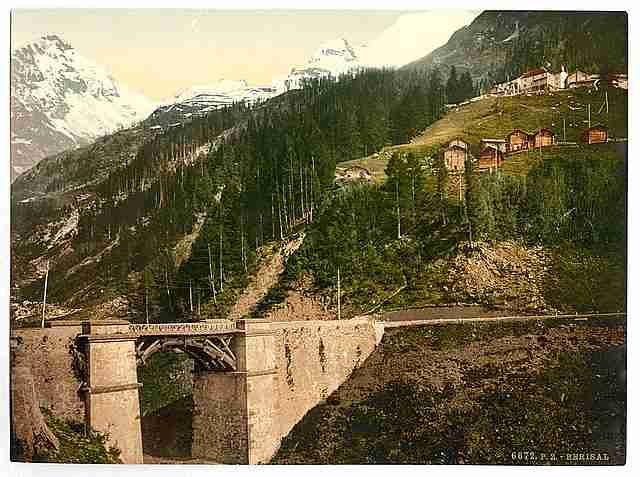 Vintage Simplon Pass Berisal Valais Alps of A4 Photo Print